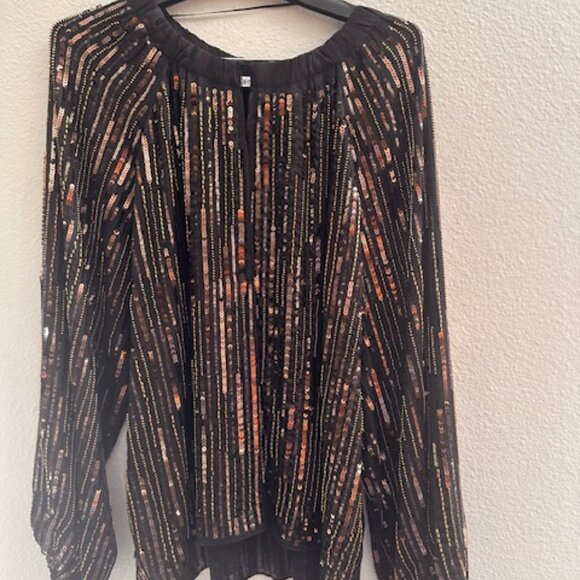 ZARA NEW Voluminous Sequin Blouse Top Size: M - Picture 2 of 3